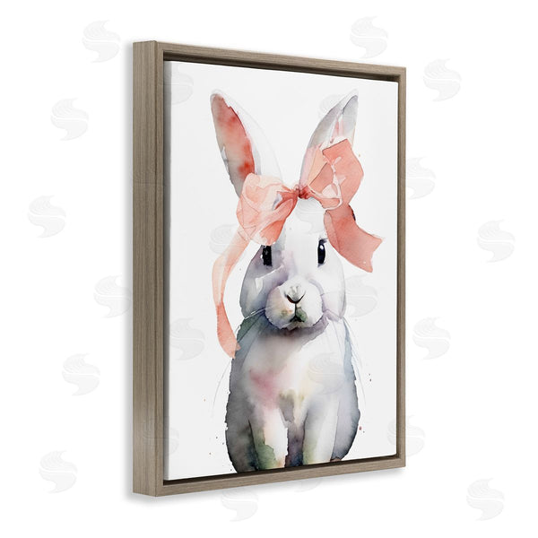 Stupell Industries Lil' Rue | Bunny With Soft Pink Ribbon