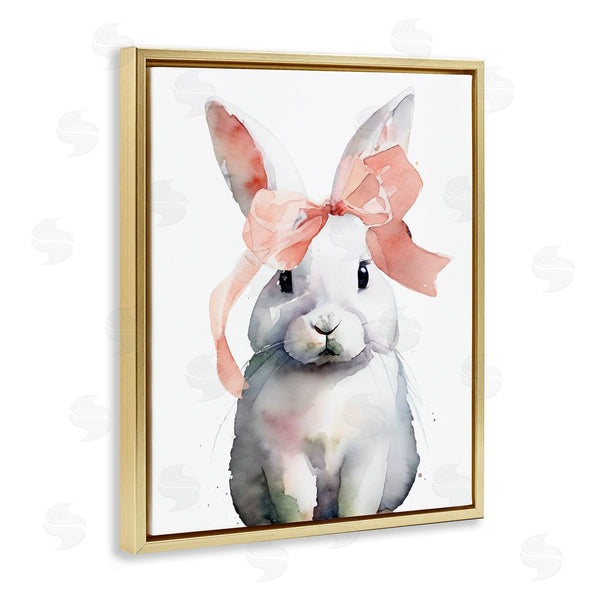 Stupell Industries Lil' Rue | Bunny With Soft Pink Ribbon