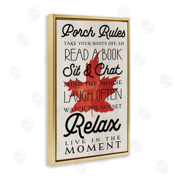 Stupell Industries Lil' Rue | Canada Porch Rules With Leaf