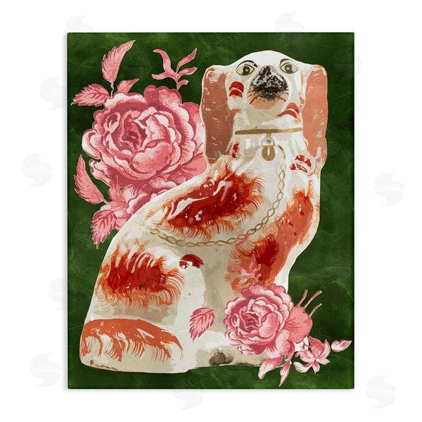 stupell industries Lil' Rue | Classic Antique Dog with Flower