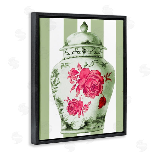 Stupell Industries Lil' Rue | Classic Porcelain Vase Over Stripes