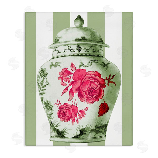 stupell industries Lil' Rue | Classic Porcelain Vase over Stripes
