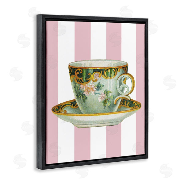 Stupell Industries Lil' Rue | Elegant Teacup On Pink Stripes