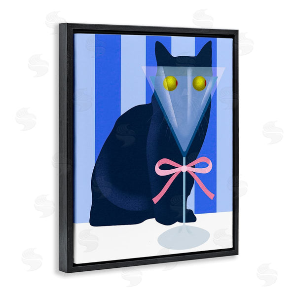 Stupell Industries Lil' Rue | Funny Cat Martini On Stripes Wall Art