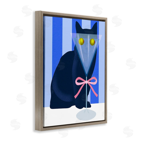 Stupell Industries Lil' Rue | Funny Cat Martini On Stripes Wall Art