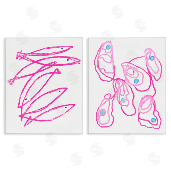 stupell industries Lil' Rue | Minimal Pink Fish & Oysters