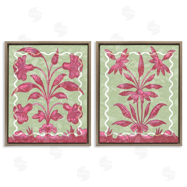 Stupell Industries Lil' Rue | Pink & Green Vintage Botanicals