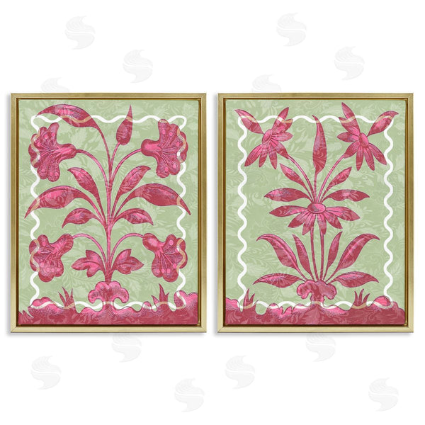 Stupell Industries Lil' Rue | Pink & Green Vintage Botanicals