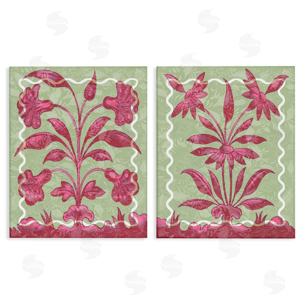 stupell industries Lil' Rue | Pink & Green Vintage Botanicals