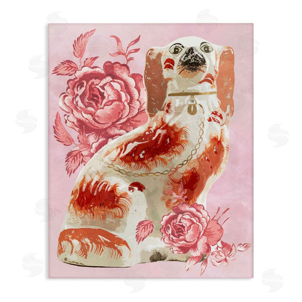 stupell industries Lil' Rue | Victorian Antique Dog with Flower