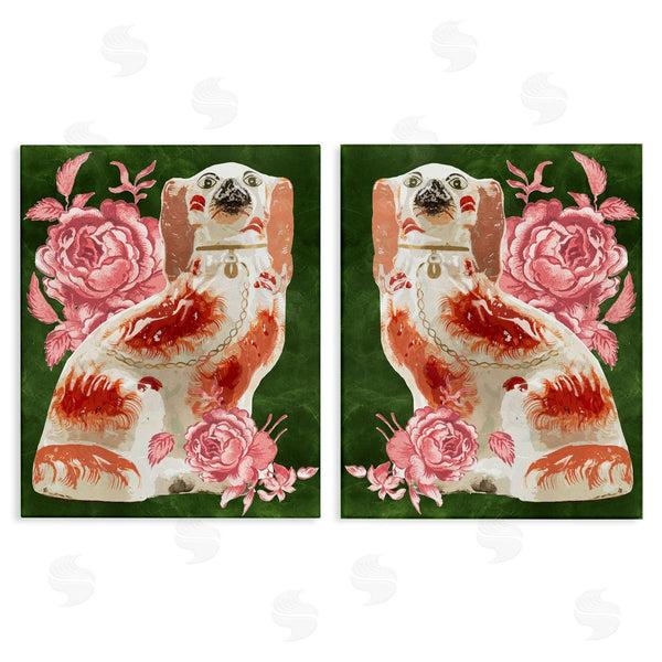 stupell industries Lil' Rue | Victorian Ceramic Dog on Green
