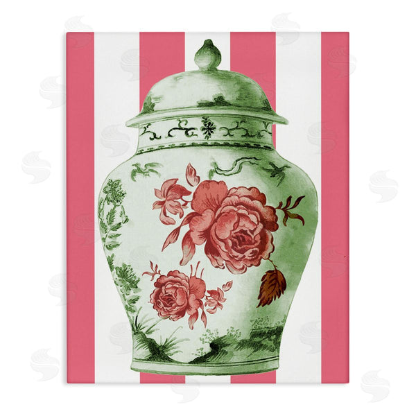 stupell industries Lil' Rue | Vintage Ornate Vase on Stripes