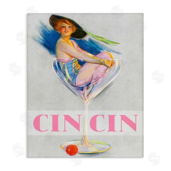 stupell industries Lil' Rue | Vintage Woman in Wine Glass