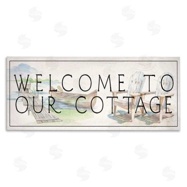 stupell industries Lil' Rue | Welcome Cottage at Lake's Edge