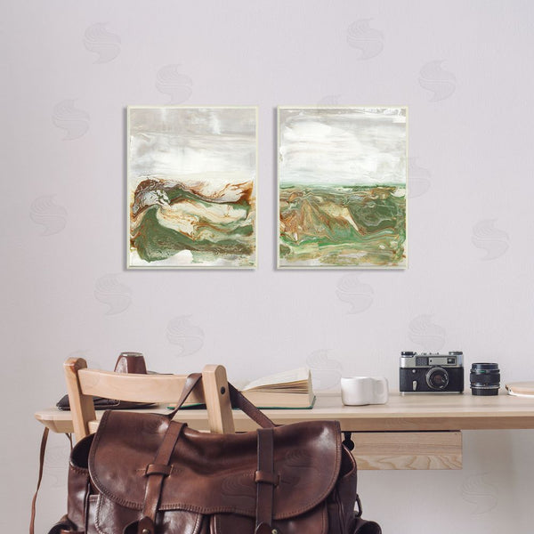 Stupell Industries Lila Bramma | Abstract Paint Fluid Green Brown Design Wall Art