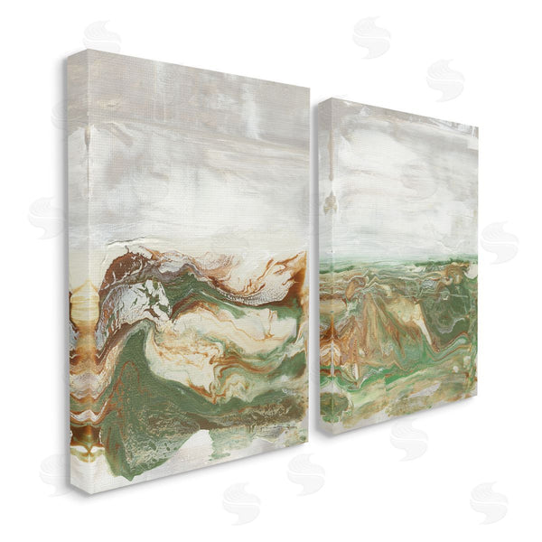 stupell industries Lila Bramma | Abstract Paint Fluid Green Brown Design Wall Art