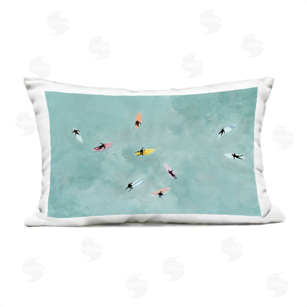 Stupell Industries Lily K. | Surfers Floating On Waves Printed Throw Pillow