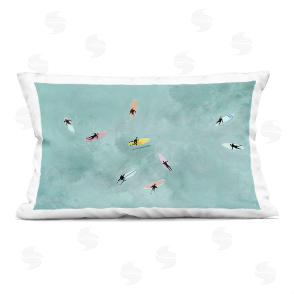 stupell industries Lily K. | Surfers Floating On Waves Printed Throw Pillow