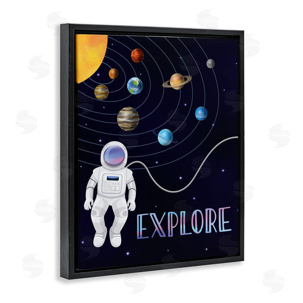 Stupell Industries Linda Birtel | Explore Outer Space Adventure Astronaut Among Planets Wall Art