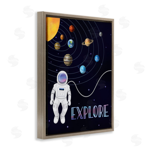 Stupell Industries Linda Birtel | Explore Outer Space Adventure Astronaut Among Planets Wall Art