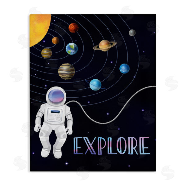 stupell industries Linda Birtel | Explore Outer Space Adventure Astronaut Among Planets Wall Art