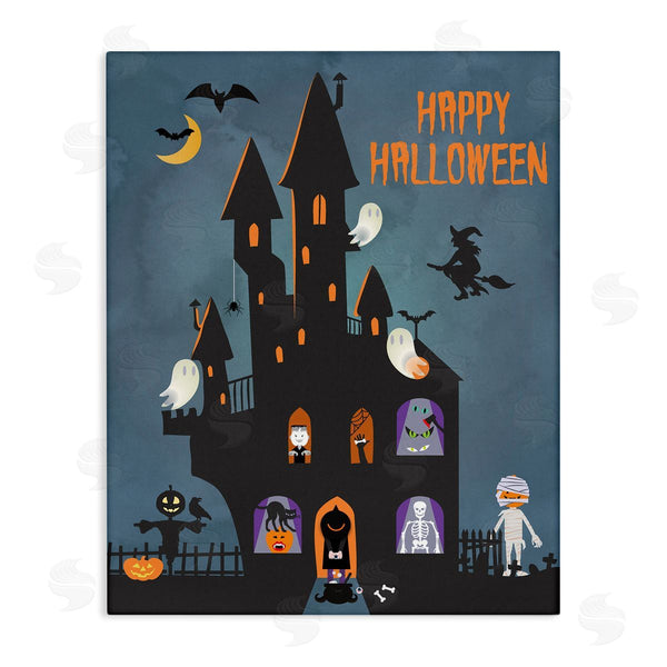 stupell industries Linda Birtel | Happy Halloween Haunted House Wall Art
