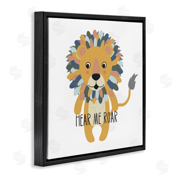 Stupell Industries Linda Birtel | Hear Me Roar Smiling Lion Fluffy Teal Mane Wall Art