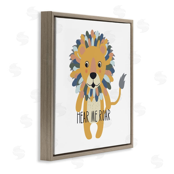 Stupell Industries Linda Birtel | Hear Me Roar Smiling Lion Fluffy Teal Mane Wall Art