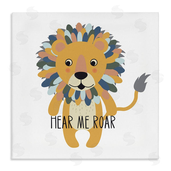 stupell industries Linda Birtel | Hear Me Roar Smiling Lion Fluffy Teal Mane Wall Art