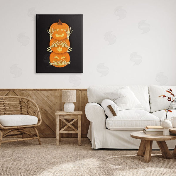 Stupell Industries Linda Birtel | Hear See Speak No Evil Pumpkins Wall Art