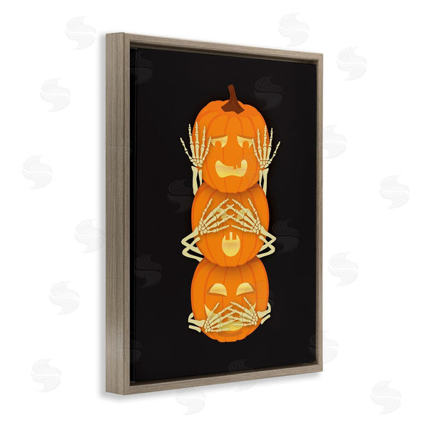 Stupell Industries Linda Birtel | Hear See Speak No Evil Pumpkins Wall Art