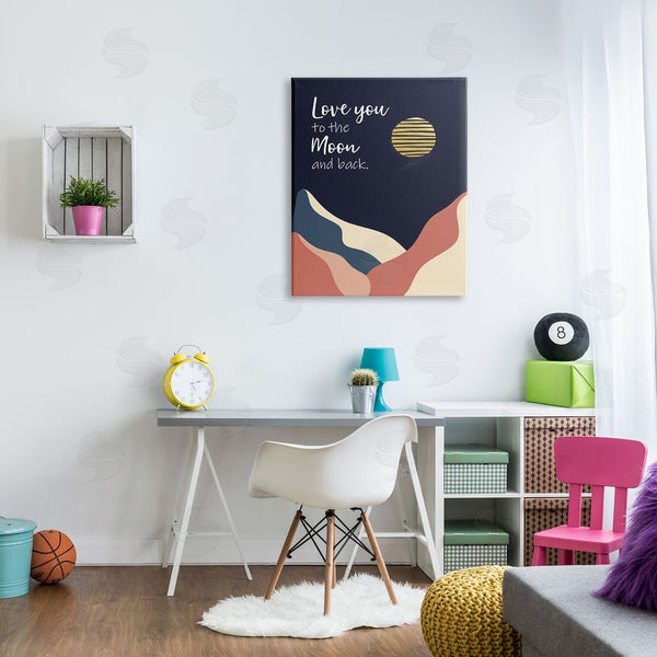 Stupell Industries Linda Birtel | Love You To Moon Phrase Night Sky Mountains Wall Art