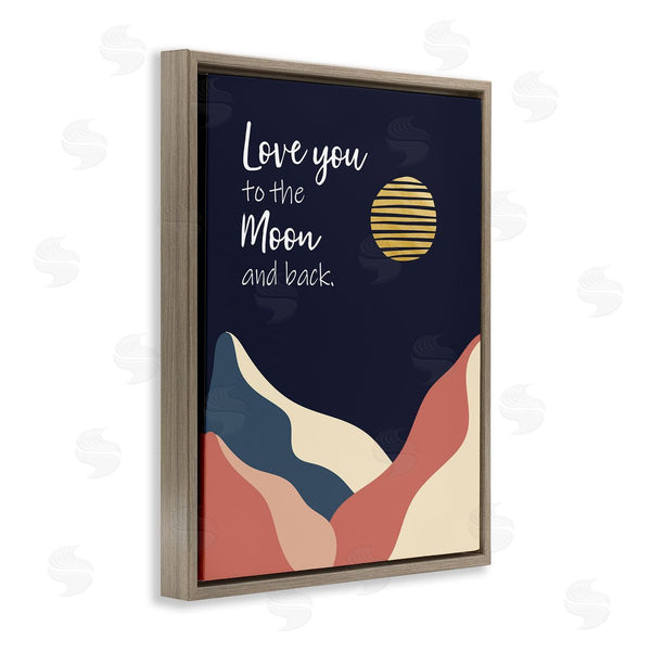 Stupell Industries Linda Birtel | Love You To Moon Phrase Night Sky Mountains Wall Art