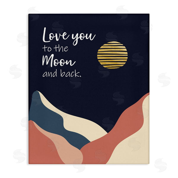 stupell industries Linda Birtel | Love You to Moon Phrase Night Sky Mountains Wall Art