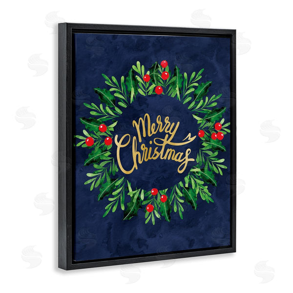 Stupell Industries Linda Birtel | Playful Red Holly Holiday Wreath Festive Merry Christmas Wall Art