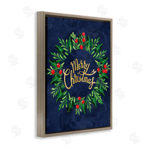 Stupell Industries Linda Birtel | Playful Red Holly Holiday Wreath Festive Merry Christmas Wall Art