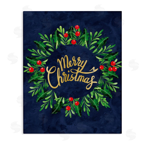 stupell industries Linda Birtel | Playful Red Holly Holiday Wreath Festive Merry Christmas Wall Art