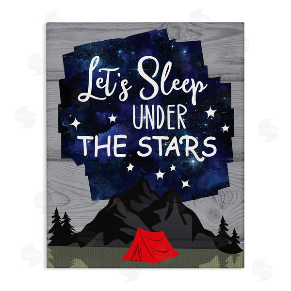 stupell industries Linda Birtel | Sleep Under the Stars Mountain Camping Tent Grain Pattern Wall Art