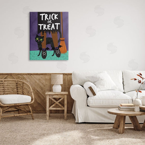 Stupell Industries Linda Birtel | Trick Or Treat Cat & Witch Wall Art