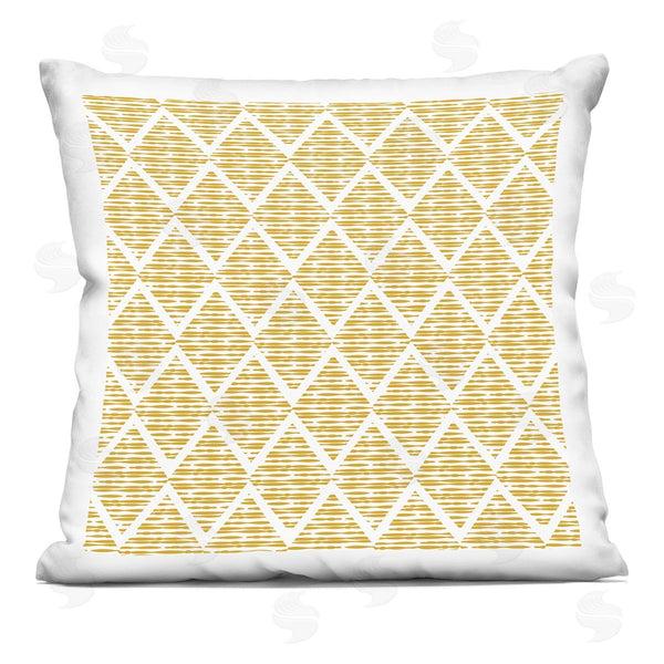 stupell industries Linda Birtel | Yellow Abstract Zigzag Diamond Pattern Printed Throw Pillow