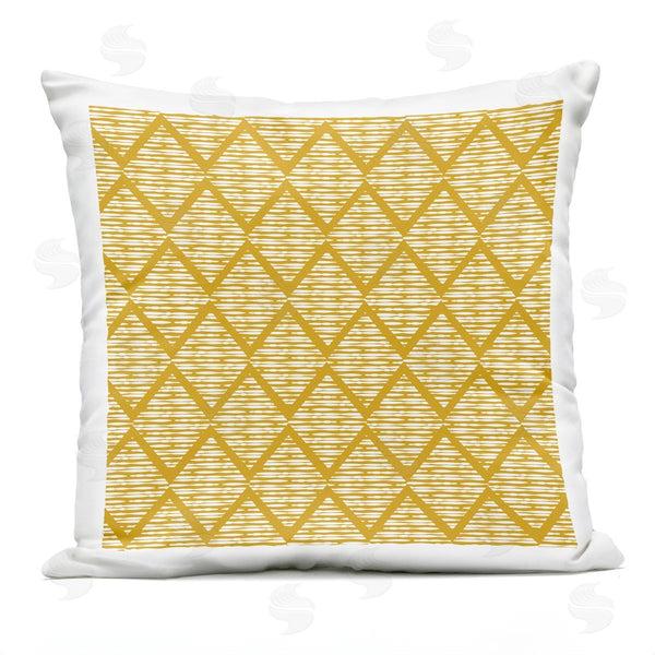 Stupell Industries Linda Birtel | Yellow Diamond Shape Zigzag Pattern Printed Throw Pillow