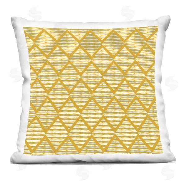stupell industries Linda Birtel | Yellow Diamond Shape Zigzag Pattern Printed Throw Pillow
