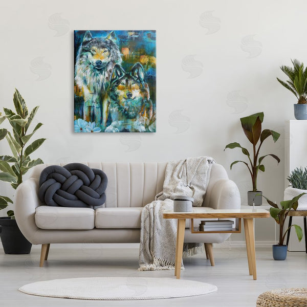 Stupell Industries Linda McClure | Abstract Wolf Pair Wall Art