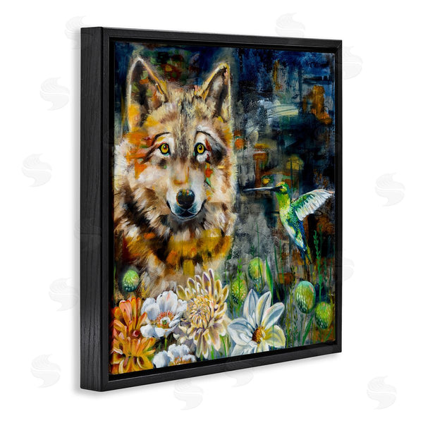 Stupell Industries Linda McClure | Beautiful Wolf & Hummingbird Wall Art