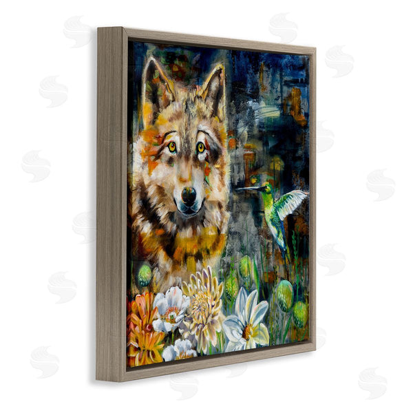 Stupell Industries Linda McClure | Beautiful Wolf & Hummingbird Wall Art