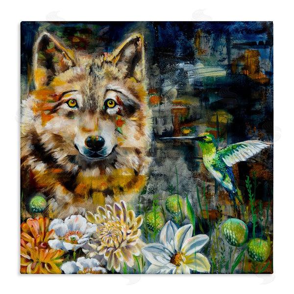 stupell industries Linda McClure | Beautiful Wolf & Hummingbird Wall Art