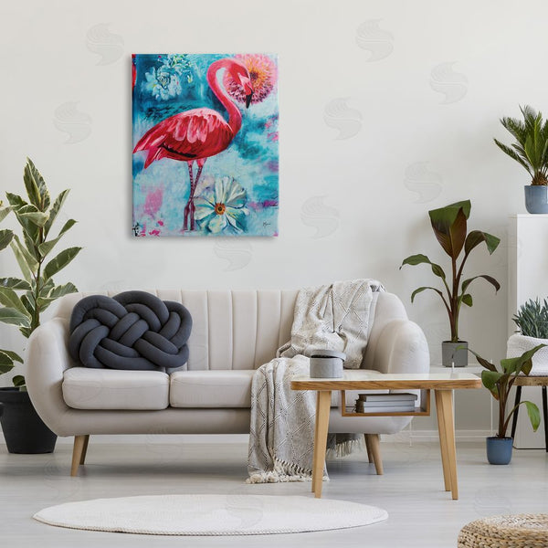 Stupell Industries Linda McClure | Modern Flamingo & Blooms Wall Art