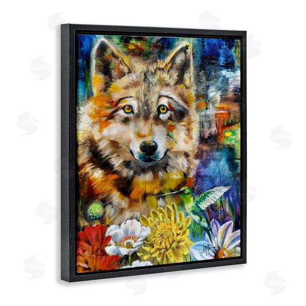 Stupell Industries Linda McClure | Wolf With Abstract Florals Wall Art