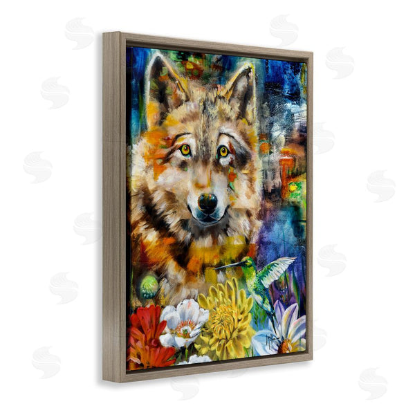Stupell Industries Linda McClure | Wolf With Abstract Florals Wall Art