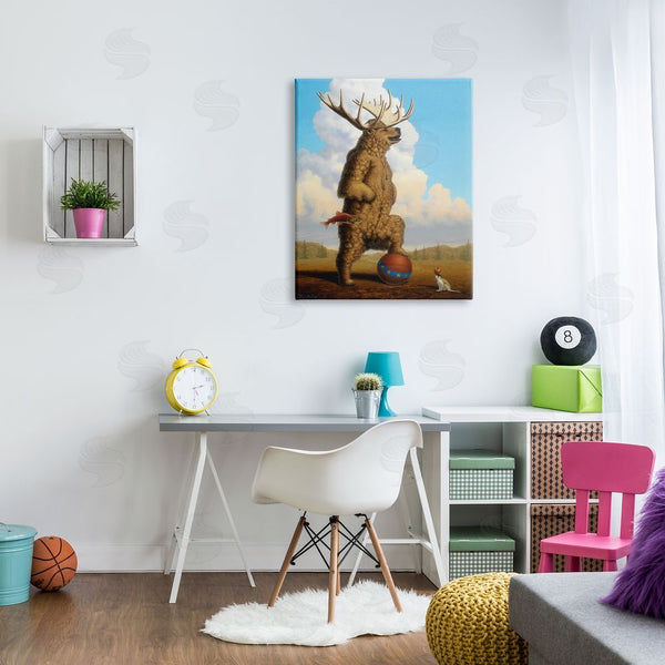 Stupell Industries Linda Ridd Herzon | Vintage Circus Bear In Horned Animal Helmet Wall Art